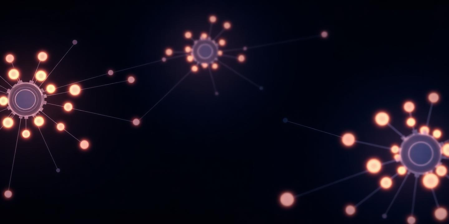 Abstract network of connected nodes, representing per-process network statistics